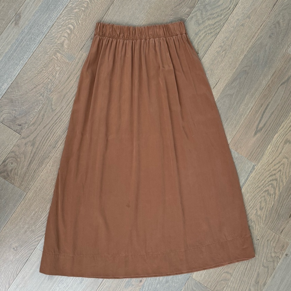 Elizabeth Suzann Bel Skirt Silk Crepe in Moss - Medium M